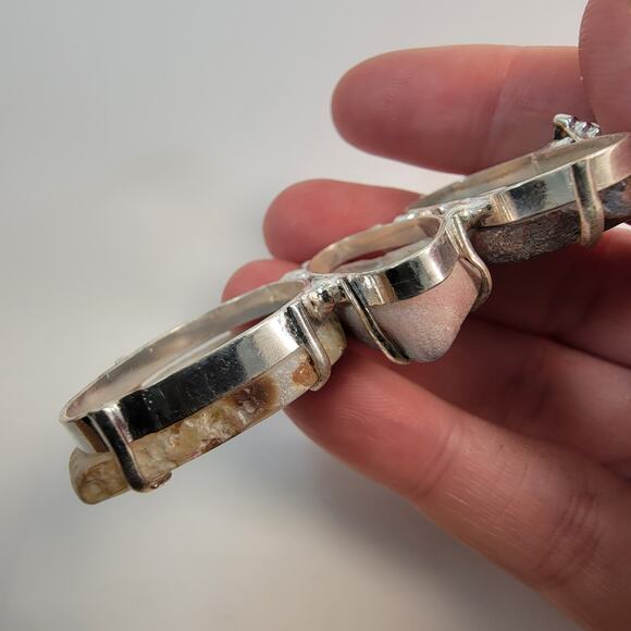 Necklace Pendants Stalactite Slice Handmade Jewelry Sterling Silver Triple Drop - Picture 7 of 10